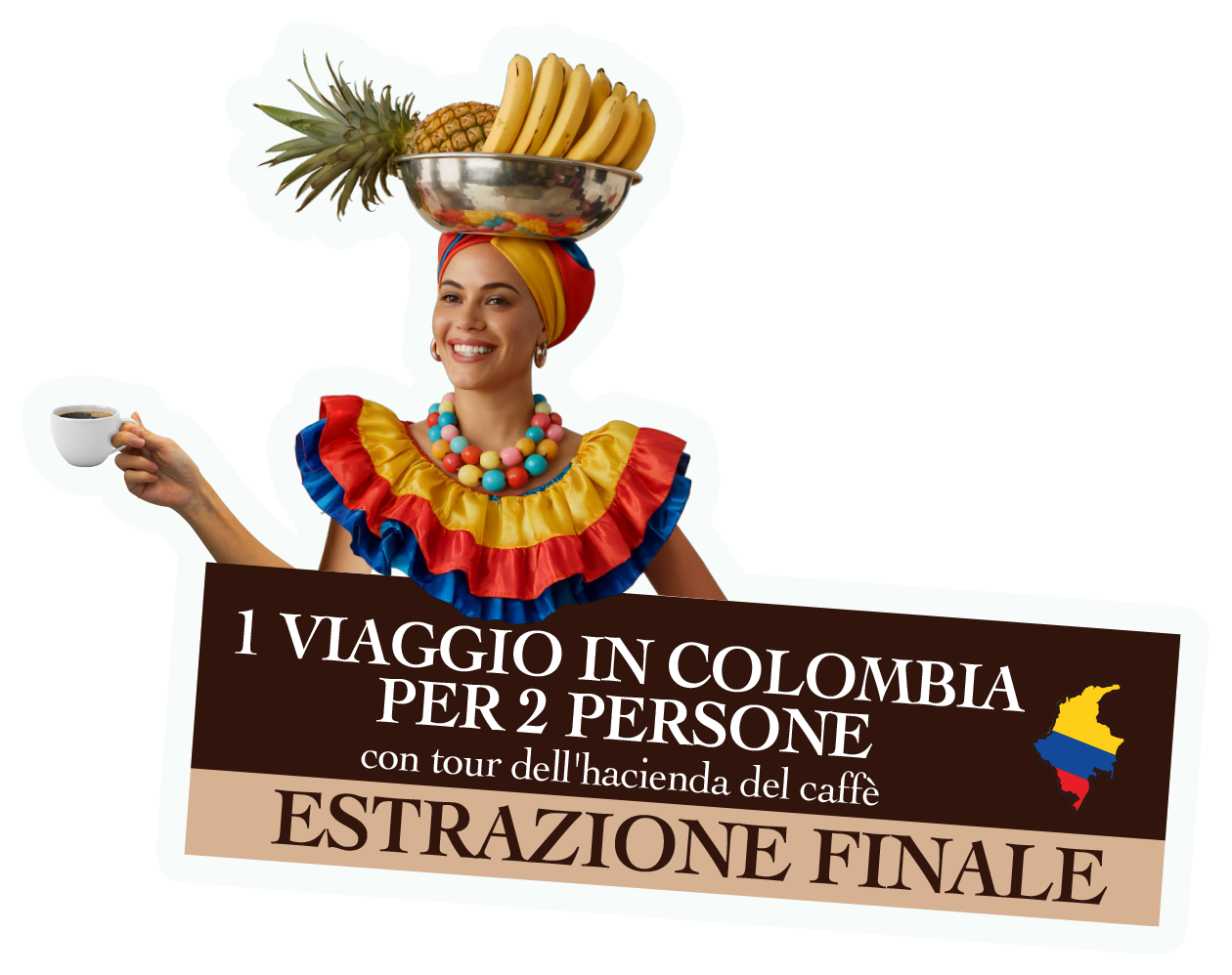 in estrazione finale 1 viaggio in colombia per 2 persone con tour dell'hacienda del caffè